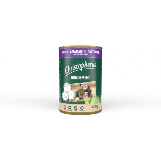 Christopherus Dog Menu with Wild Boar, Sweet Potato, Cranberry, Complete Food for Adult Dogs, Wet Food, 6 x 400 g Christopherus Dog Menu with Wild Boar, Sweet Potato, Cranberry, Complete Food for Adult Dogs, Wet Food, 6 x 400 g