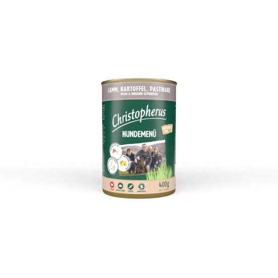 Christopherus Junior Dog Menu with Lamb, Potato, Parsnip, Complete Food for Puppies and Young Dogs, Wet Food, 6 x 400 g Christopherus Junior Dog Menu with Lamb, Potato, Parsnip, Complete Food for Puppies and Young Dogs, Wet Food, 6 x 400 g