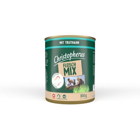 Christopherus Meat Mix with Turkey, Complete Food for Dogs, Wet Food, 6 x 800 g Christopherus Meat Mix with Turkey, Complete Food for Dogs, Wet Food, 6 x 800 g