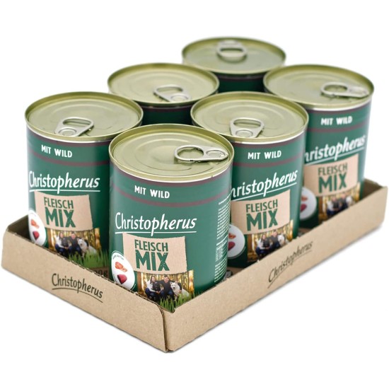 Christopherus Meat Mix with Turkey, Complete Food for Dogs, Wet Food, 6 x 800 g Christopherus Meat Mix with Turkey, Complete Food for Dogs, Wet Food, 6 x 800 g
