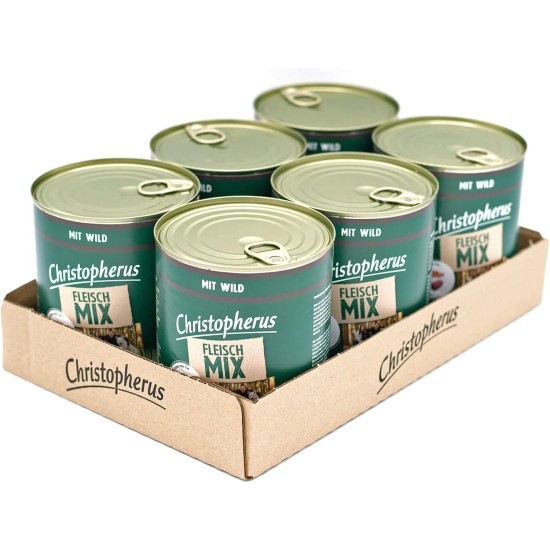 Christopherus Meat Mix with Turkey, Complete Food for Dogs, Wet Food, 6 x 800 g Christopherus Meat Mix with Turkey, Complete Food for Dogs, Wet Food, 6 x 800 g