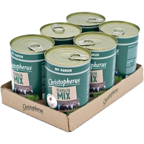 Christopherus Meat Mix with Turkey, Complete Food for Dogs, Wet Food, 6 x 800 g Christopherus Meat Mix with Turkey, Complete Food for Dogs, Wet Food, 6 x 800 g