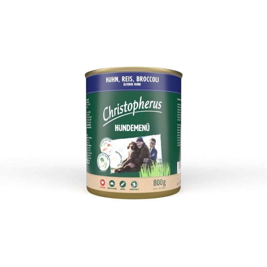 Christopherus Senior Dog Menu with Chicken, Rice, Broccoli, Complete Food for Older Dogs, Wet Food, 6 x 400 g Christopherus Senior Dog Menu with Chicken, Rice, Broccoli, Complete Food for Older Dogs, Wet Food, 6 x 400 g