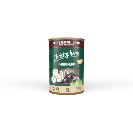 Christopherus Senior Dog Menu with Duck, Potato, Spinach, Complete Food for Older Dogs, Wet Food, 6 x 400 g Christopherus Senior Dog Menu with Duck, Potato, Spinach, Complete Food for Older Dogs, Wet Food, 6 x 400 g