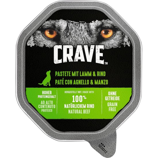 Crave Adult Wet Dog Food Pate with Lamb & Beef, 14 Bowls, 7 x 150 g (Pack of 2) - Premium Wet Dog Food with High Protein Content, No Added Grains Crave Adult Wet Dog Food Pate with Lamb & Beef, 14 Bowls, 7 x 150 g (Pack of 2) - Premium Wet Dog Food with High Protein Content, No Added Grains