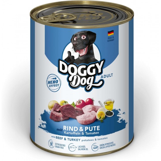 DOGGY Dog Paté Chicken Sensitive, 6 x 800 g, Wet Food for Dogs, Grain-Free Dog Food with Salmon Oil and Green-Lipped Mussel, Particularly Well Tolerated Complete Food, Made in Germany DOGGY Dog Paté Chicken Sensitive, 6 x 800 g, Wet Food for Dogs, Grain-Free Dog Food with Salmon Oil and Green-Lipped Mussel, Particularly Well Tolerated Complete Food, Made in Germany