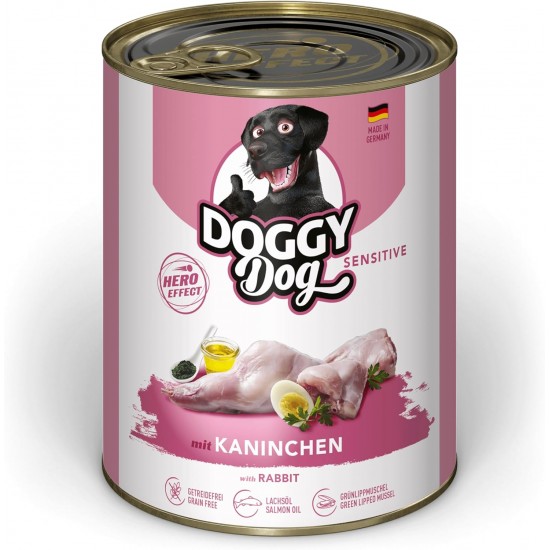 DOGGY Dog Paté Chicken Sensitive, 6 x 800 g, Wet Food for Dogs, Grain-Free Dog Food with Salmon Oil and Green-Lipped Mussel, Particularly Well Tolerated Complete Food, Made in Germany DOGGY Dog Paté Chicken Sensitive, 6 x 800 g, Wet Food for Dogs, Grain-Free Dog Food with Salmon Oil and Green-Lipped Mussel, Particularly Well Tolerated Complete Food, Made in Germany