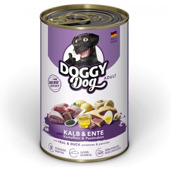 DOGGY Dog Paté Chicken Sensitive, 6 x 800 g, Wet Food for Dogs, Grain-Free Dog Food with Salmon Oil and Green-Lipped Mussel, Particularly Well Tolerated Complete Food, Made in Germany DOGGY Dog Paté Chicken Sensitive, 6 x 800 g, Wet Food for Dogs, Grain-Free Dog Food with Salmon Oil and Green-Lipped Mussel, Particularly Well Tolerated Complete Food, Made in Germany