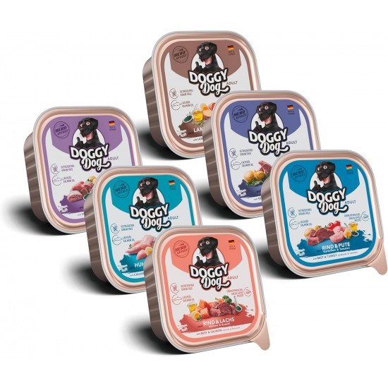 DOGGY Dog Paté Chicken Sensitive, 6 x 800 g, Wet Food for Dogs, Grain-Free Dog Food with Salmon Oil and Green-Lipped Mussel, Particularly Well Tolerated Complete Food, Made in Germany DOGGY Dog Paté Chicken Sensitive, 6 x 800 g, Wet Food for Dogs, Grain-Free Dog Food with Salmon Oil and Green-Lipped Mussel, Particularly Well Tolerated Complete Food, Made in Germany