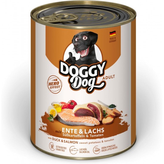DOGGY Dog Paté Chicken Sensitive, 6 x 800 g, Wet Food for Dogs, Grain-Free Dog Food with Salmon Oil and Green-Lipped Mussel, Particularly Well Tolerated Complete Food, Made in Germany DOGGY Dog Paté Chicken Sensitive, 6 x 800 g, Wet Food for Dogs, Grain-Free Dog Food with Salmon Oil and Green-Lipped Mussel, Particularly Well Tolerated Complete Food, Made in Germany
