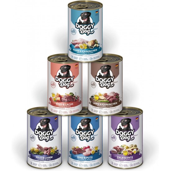 DOGGY Dog Paté Chicken Sensitive, 6 x 800 g, Wet Food for Dogs, Grain-Free Dog Food with Salmon Oil and Green-Lipped Mussel, Particularly Well Tolerated Complete Food, Made in Germany DOGGY Dog Paté Chicken Sensitive, 6 x 800 g, Wet Food for Dogs, Grain-Free Dog Food with Salmon Oil and Green-Lipped Mussel, Particularly Well Tolerated Complete Food, Made in Germany