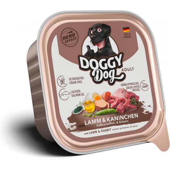 DOGGY Dog Paté Chicken Sensitive, 6 x 800 g, Wet Food for Dogs, Grain-Free Dog Food with Salmon Oil and Green-Lipped Mussel, Particularly Well Tolerated Complete Food, Made in Germany DOGGY Dog Paté Chicken Sensitive, 6 x 800 g, Wet Food for Dogs, Grain-Free Dog Food with Salmon Oil and Green-Lipped Mussel, Particularly Well Tolerated Complete Food, Made in Germany