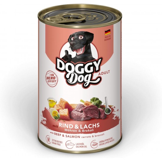 DOGGY Dog Paté Chicken Sensitive, 6 x 800 g, Wet Food for Dogs, Grain-Free Dog Food with Salmon Oil and Green-Lipped Mussel, Particularly Well Tolerated Complete Food, Made in Germany DOGGY Dog Paté Chicken Sensitive, 6 x 800 g, Wet Food for Dogs, Grain-Free Dog Food with Salmon Oil and Green-Lipped Mussel, Particularly Well Tolerated Complete Food, Made in Germany