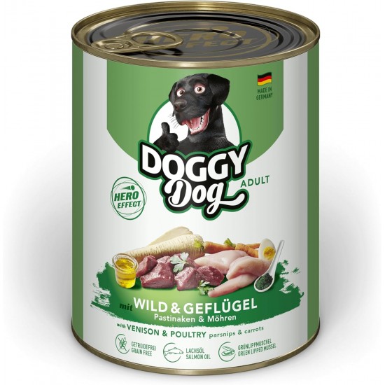 DOGGY Dog Paté Chicken Sensitive, 6 x 800 g, Wet Food for Dogs, Grain-Free Dog Food with Salmon Oil and Green-Lipped Mussel, Particularly Well Tolerated Complete Food, Made in Germany DOGGY Dog Paté Chicken Sensitive, 6 x 800 g, Wet Food for Dogs, Grain-Free Dog Food with Salmon Oil and Green-Lipped Mussel, Particularly Well Tolerated Complete Food, Made in Germany