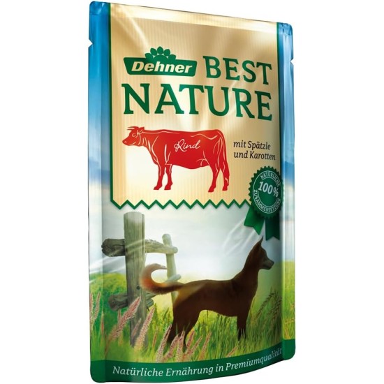 Dehner Best Nature Adult Dog Food, Beef and Spaetzle with Carrots, in Bag, 12 x 150 g (1.8 kg) Dehner Best Nature Adult Dog Food, Beef and Spaetzle with Carrots, in Bag, 12 x 150 g (1.8 kg)