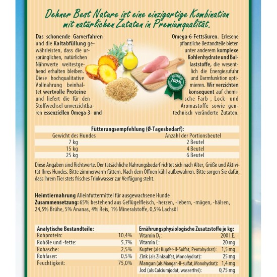 Dehner Best Nature Adult Dog Food, Beef and Spaetzle with Carrots, in Bag, 12 x 150 g (1.8 kg) Dehner Best Nature Adult Dog Food, Beef and Spaetzle with Carrots, in Bag, 12 x 150 g (1.8 kg)
