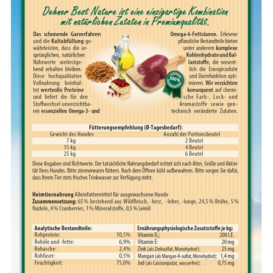 Dehner Best Nature Adult Dog Food, Beef and Spaetzle with Carrots, in Bag, 12 x 150 g (1.8 kg) Dehner Best Nature Adult Dog Food, Beef and Spaetzle with Carrots, in Bag, 12 x 150 g (1.8 kg)