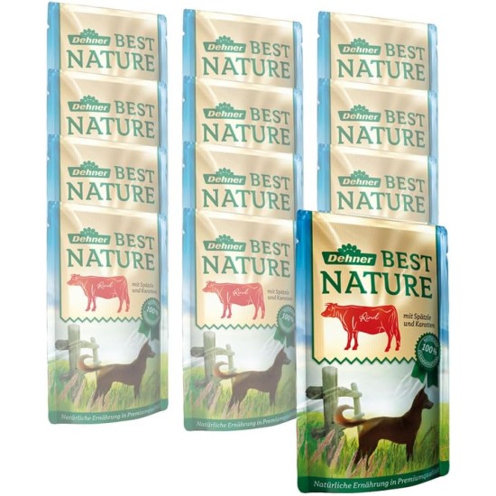 Dehner Best Nature Adult Dog Food, Beef and Spaetzle with Carrots, in Bag, 12 x 150 g (1.8 kg) Dehner Best Nature Adult Dog Food, Beef and Spaetzle with Carrots, in Bag, 12 x 150 g (1.8 kg)