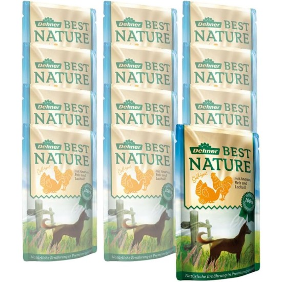 Dehner Best Nature Wet Dog Food for Adult Dogs, Poultry/Rice, 12 x 150g Bags (1.8kg) Dehner Best Nature Wet Dog Food for Adult Dogs, Poultry/Rice, 12 x 150g Bags (1.8kg)