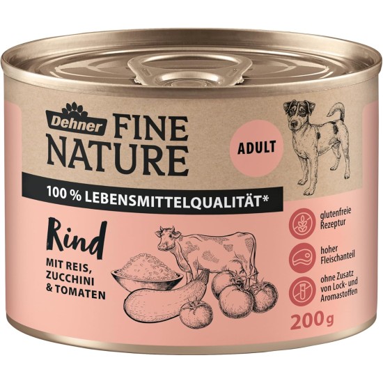 Dehner Fine Nature Dog Food, Food Grade Wet Food for Adult Dogs, Beef, 6 x 400 g Tin (2.4 kg) Dehner Fine Nature Dog Food, Food Grade Wet Food for Adult Dogs, Beef, 6 x 400 g Tin (2.4 kg)