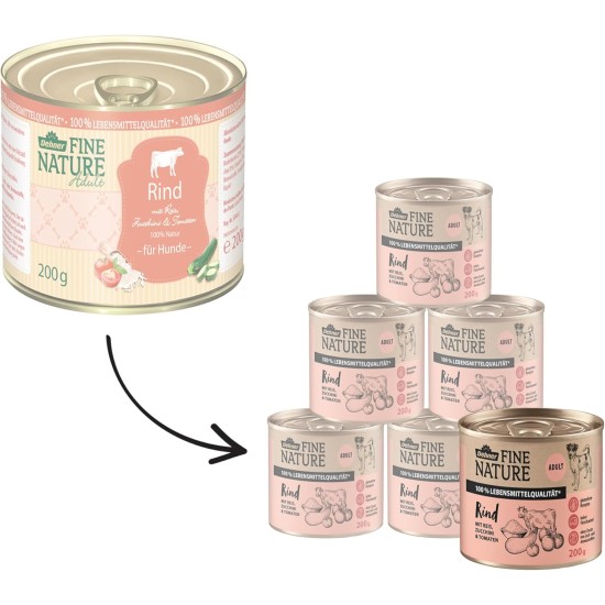 Dehner Fine Nature Dog Food, Food Grade Wet Food for Adult Dogs, Beef, 6 x 400 g Tin (2.4 kg) Dehner Fine Nature Dog Food, Food Grade Wet Food for Adult Dogs, Beef, 6 x 400 g Tin (2.4 kg)