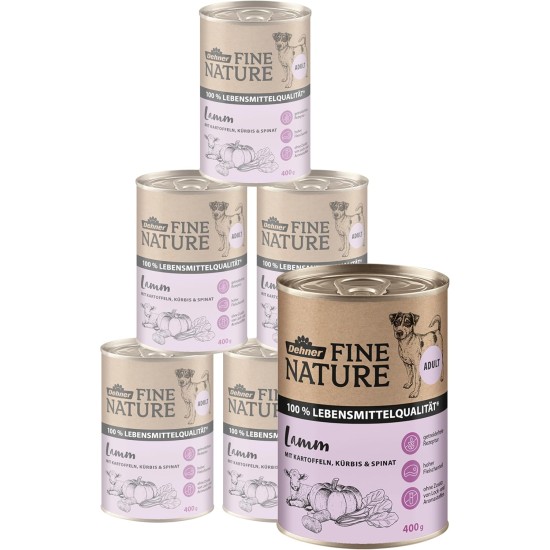 Dehner Fine Nature Dog Food, Food Grade Wet Food for Adult Dogs, Beef, 6 x 400 g Tin (2.4 kg) Dehner Fine Nature Dog Food, Food Grade Wet Food for Adult Dogs, Beef, 6 x 400 g Tin (2.4 kg)
