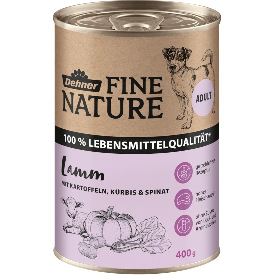 Dehner Fine Nature Dog Food, Food Grade Wet Food for Adult Dogs, Beef, 6 x 400 g Tin (2.4 kg) Dehner Fine Nature Dog Food, Food Grade Wet Food for Adult Dogs, Beef, 6 x 400 g Tin (2.4 kg)