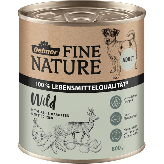 Dehner Fine Nature Dog Food, Food Grade Wet Food for Adult Dogs, Beef, 6 x 400 g Tin (2.4 kg) Dehner Fine Nature Dog Food, Food Grade Wet Food for Adult Dogs, Beef, 6 x 400 g Tin (2.4 kg)