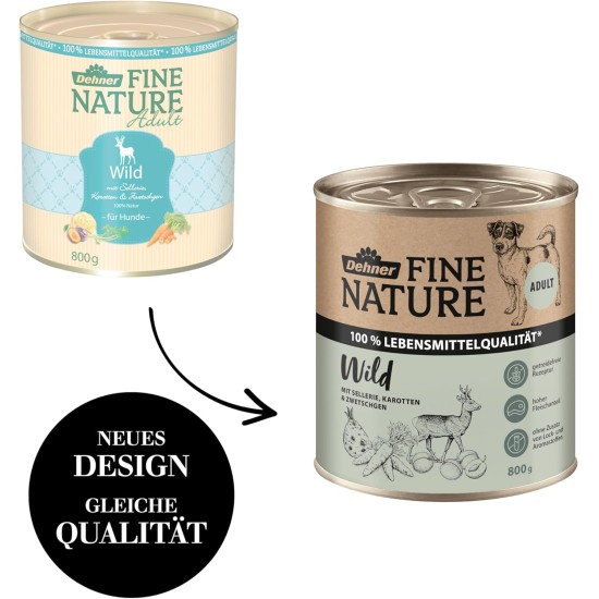 Dehner Fine Nature Dog Food, Food Grade Wet Food for Adult Dogs, Beef, 6 x 400 g Tin (2.4 kg) Dehner Fine Nature Dog Food, Food Grade Wet Food for Adult Dogs, Beef, 6 x 400 g Tin (2.4 kg)