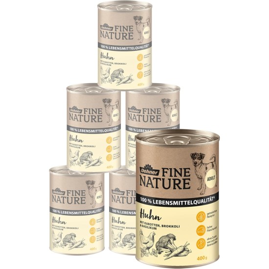Dehner Fine Nature Dog Food, Food Grade Wet Food for Adult Dogs, Beef, 6 x 400 g Tin (2.4 kg) Dehner Fine Nature Dog Food, Food Grade Wet Food for Adult Dogs, Beef, 6 x 400 g Tin (2.4 kg)
