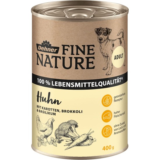 Dehner Fine Nature Dog Food, Food Grade Wet Food for Adult Dogs, Beef, 6 x 400 g Tin (2.4 kg) Dehner Fine Nature Dog Food, Food Grade Wet Food for Adult Dogs, Beef, 6 x 400 g Tin (2.4 kg)
