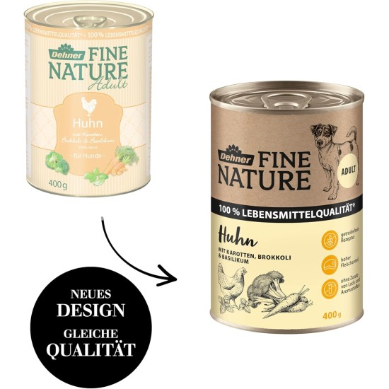 Dehner Fine Nature Dog Food, Food Grade Wet Food for Adult Dogs, Beef, 6 x 400 g Tin (2.4 kg) Dehner Fine Nature Dog Food, Food Grade Wet Food for Adult Dogs, Beef, 6 x 400 g Tin (2.4 kg)