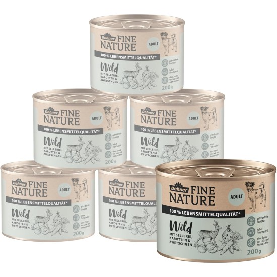 Dehner Fine Nature Dog Food, Food Grade Wet Food for Adult Dogs, Beef, 6 x 400 g Tin (2.4 kg) Dehner Fine Nature Dog Food, Food Grade Wet Food for Adult Dogs, Beef, 6 x 400 g Tin (2.4 kg)