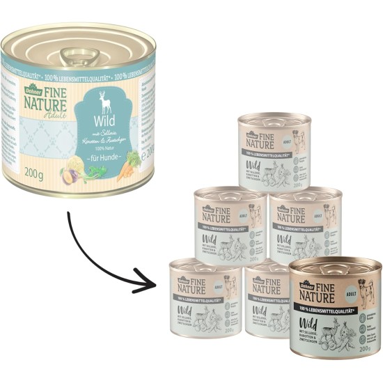 Dehner Fine Nature Dog Food, Food Grade Wet Food for Adult Dogs, Beef, 6 x 400 g Tin (2.4 kg) Dehner Fine Nature Dog Food, Food Grade Wet Food for Adult Dogs, Beef, 6 x 400 g Tin (2.4 kg)