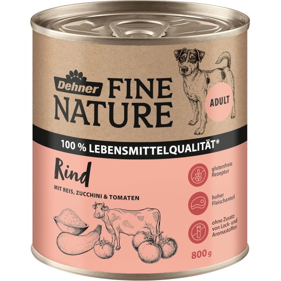 Dehner Fine Nature Dog Food, Food Grade Wet Food for Adult Dogs, Beef, 6 x 400 g Tin (2.4 kg) Dehner Fine Nature Dog Food, Food Grade Wet Food for Adult Dogs, Beef, 6 x 400 g Tin (2.4 kg)