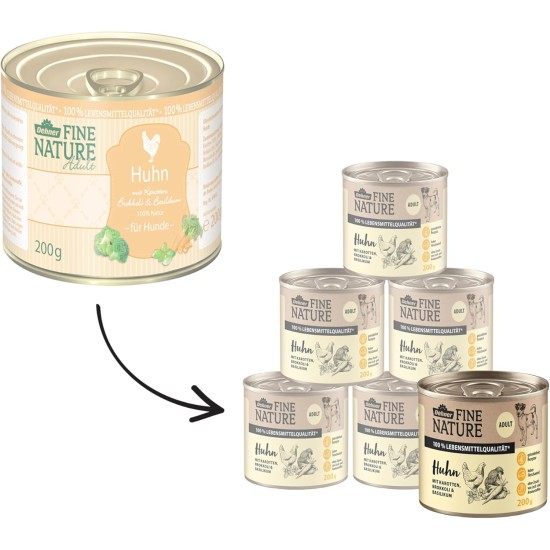 Dehner Fine Nature Dog Food, Food Grade Wet Food for Adult Dogs, Beef, 6 x 400 g Tin (2.4 kg) Dehner Fine Nature Dog Food, Food Grade Wet Food for Adult Dogs, Beef, 6 x 400 g Tin (2.4 kg)