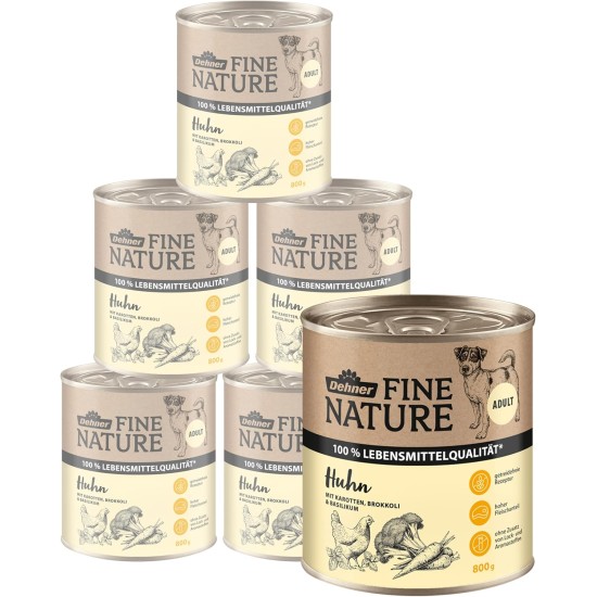 Dehner Fine Nature Dog Food, Food Grade Wet Food for Adult Dogs, Beef, 6 x 400 g Tin (2.4 kg) Dehner Fine Nature Dog Food, Food Grade Wet Food for Adult Dogs, Beef, 6 x 400 g Tin (2.4 kg)