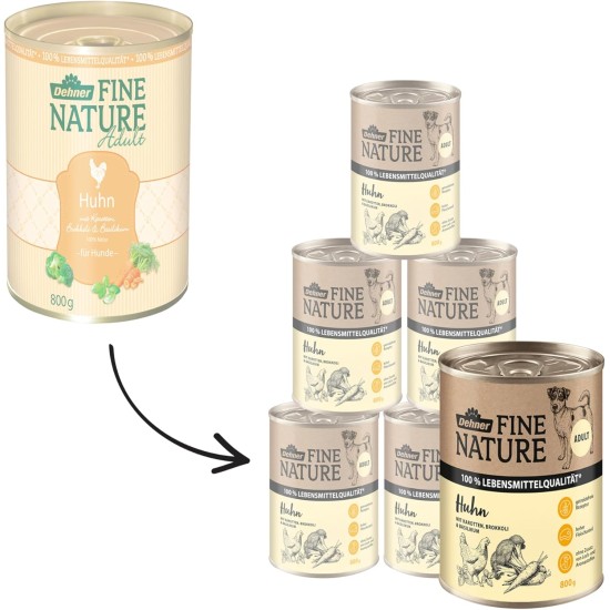 Dehner Fine Nature Dog Food, Food Grade Wet Food for Adult Dogs, Beef, 6 x 400 g Tin (2.4 kg) Dehner Fine Nature Dog Food, Food Grade Wet Food for Adult Dogs, Beef, 6 x 400 g Tin (2.4 kg)