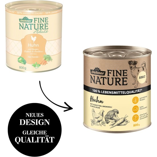 Dehner Fine Nature Dog Food, Food Grade Wet Food for Adult Dogs, Beef, 6 x 400 g Tin (2.4 kg) Dehner Fine Nature Dog Food, Food Grade Wet Food for Adult Dogs, Beef, 6 x 400 g Tin (2.4 kg)