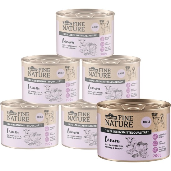 Dehner Fine Nature Dog Food, Food Grade Wet Food for Adult Dogs, Beef, 6 x 400 g Tin (2.4 kg) Dehner Fine Nature Dog Food, Food Grade Wet Food for Adult Dogs, Beef, 6 x 400 g Tin (2.4 kg)