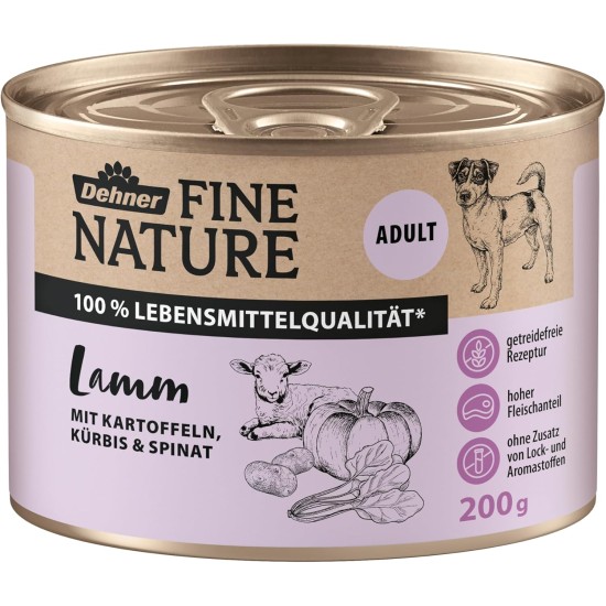 Dehner Fine Nature Dog Food, Food Grade Wet Food for Adult Dogs, Beef, 6 x 400 g Tin (2.4 kg) Dehner Fine Nature Dog Food, Food Grade Wet Food for Adult Dogs, Beef, 6 x 400 g Tin (2.4 kg)