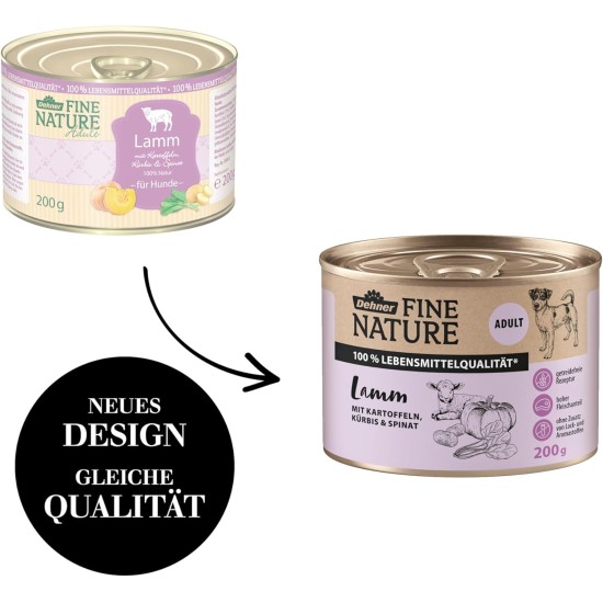 Dehner Fine Nature Dog Food, Food Grade Wet Food for Adult Dogs, Beef, 6 x 400 g Tin (2.4 kg) Dehner Fine Nature Dog Food, Food Grade Wet Food for Adult Dogs, Beef, 6 x 400 g Tin (2.4 kg)