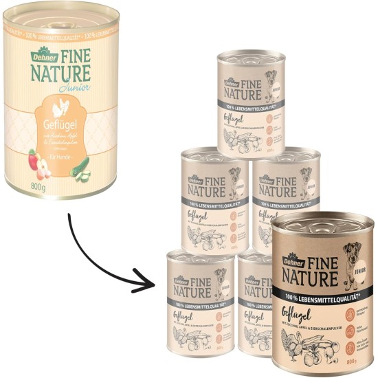 Dehner Fine Nature Dog Food, Food Grade Wet Food for Adult Dogs, Beef, 6 x 400 g Tin (2.4 kg) Dehner Fine Nature Dog Food, Food Grade Wet Food for Adult Dogs, Beef, 6 x 400 g Tin (2.4 kg)
