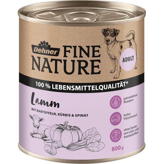 Dehner Fine Nature Dog Food, Food Grade Wet Food for Adult Dogs, Beef, 6 x 400 g Tin (2.4 kg) Dehner Fine Nature Dog Food, Food Grade Wet Food for Adult Dogs, Beef, 6 x 400 g Tin (2.4 kg)