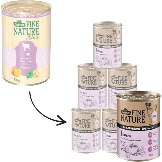 Dehner Fine Nature Dog Food, Food Grade Wet Food for Adult Dogs, Beef, 6 x 400 g Tin (2.4 kg) Dehner Fine Nature Dog Food, Food Grade Wet Food for Adult Dogs, Beef, 6 x 400 g Tin (2.4 kg)