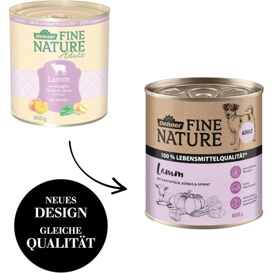 Dehner Fine Nature Dog Food, Food Grade Wet Food for Adult Dogs, Beef, 6 x 400 g Tin (2.4 kg) Dehner Fine Nature Dog Food, Food Grade Wet Food for Adult Dogs, Beef, 6 x 400 g Tin (2.4 kg)