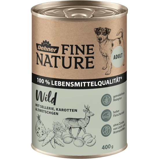 Dehner Fine Nature Dog Food, Food Grade Wet Food for Adult Dogs, Beef, 6 x 400 g Tin (2.4 kg) Dehner Fine Nature Dog Food, Food Grade Wet Food for Adult Dogs, Beef, 6 x 400 g Tin (2.4 kg)
