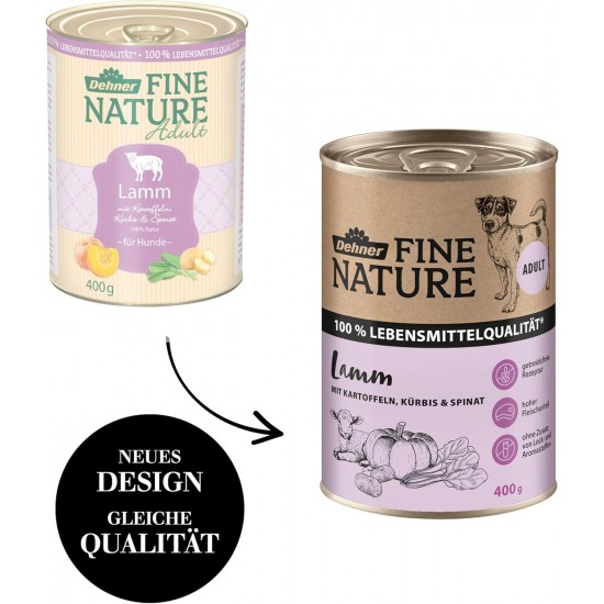 Dehner Fine Nature Dog Food, Food Grade Wet Food for Older Dogs, Duck, 6 x 400 g Tin (2.4 kg) Dehner Fine Nature Dog Food, Food Grade Wet Food for Older Dogs, Duck, 6 x 400 g Tin (2.4 kg)