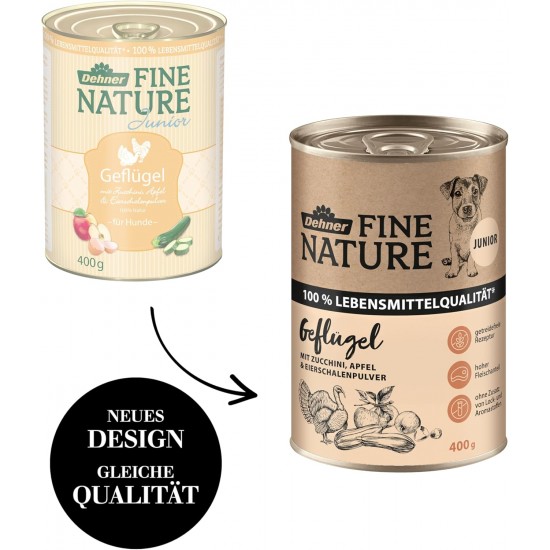 Dehner Fine Nature Dog Food, Food Grade Wet Food for Older Dogs, Duck, 6 x 400 g Tin (2.4 kg) Dehner Fine Nature Dog Food, Food Grade Wet Food for Older Dogs, Duck, 6 x 400 g Tin (2.4 kg)