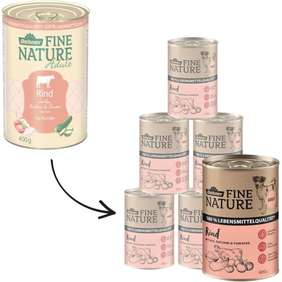 Dehner Fine Nature Dog Food, Food Grade Wet Food for Older Dogs, Duck, 6 x 400 g Tin (2.4 kg) Dehner Fine Nature Dog Food, Food Grade Wet Food for Older Dogs, Duck, 6 x 400 g Tin (2.4 kg)